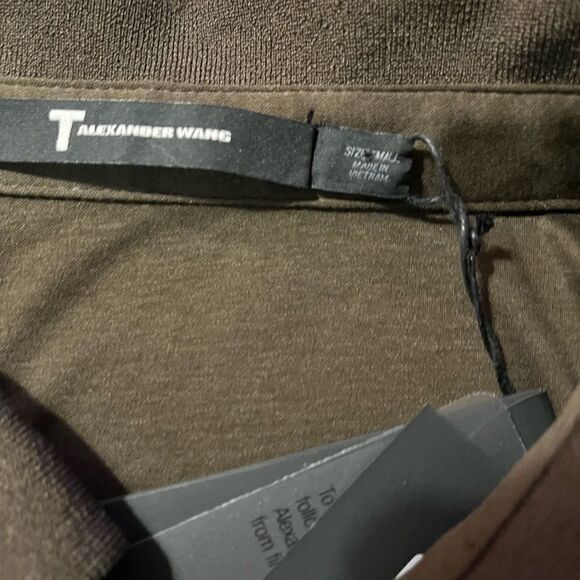 NWT Alexander Wang S/S Polo in Solid Brown 100% Cotton Size Small - Picture 3 of 8